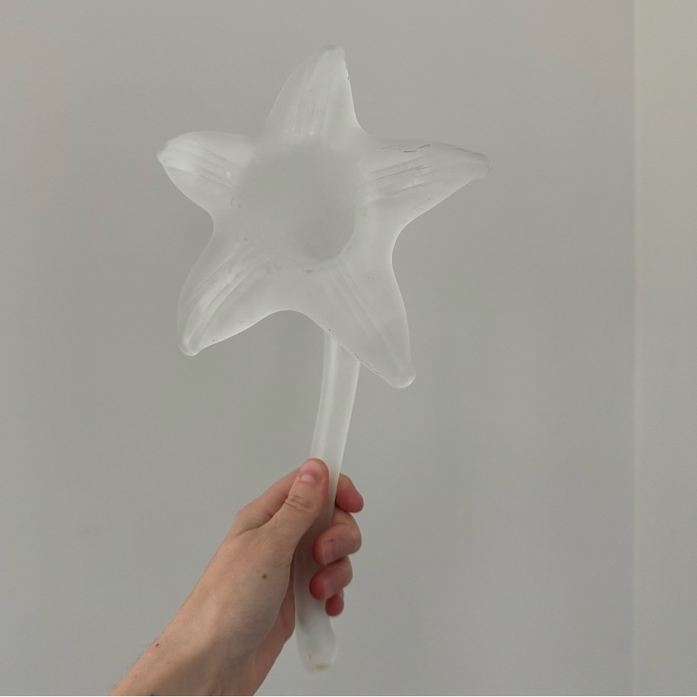 Vintage BLOWN GLASS FLOWER, Frosted/Satin Glass, Lilly, Long Stem flute